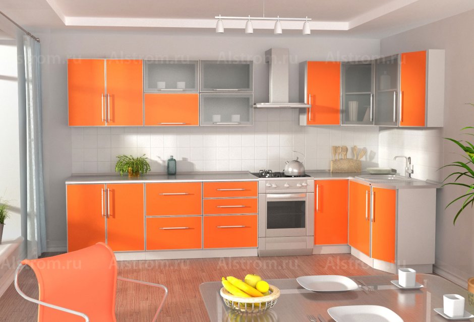 Оранжевая кухня Модена