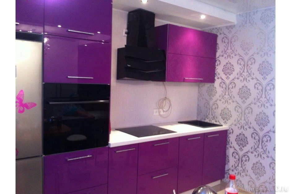 Кухонный гарнитур сиреневый с черным