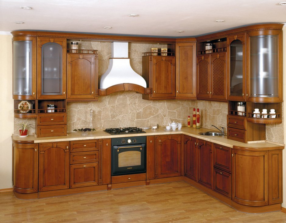 Угловые кухонные гарнитуры под дерево