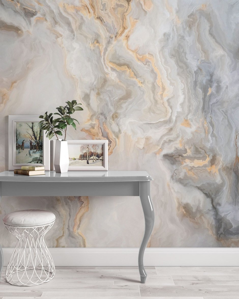 Стена под мрамор в интерьере