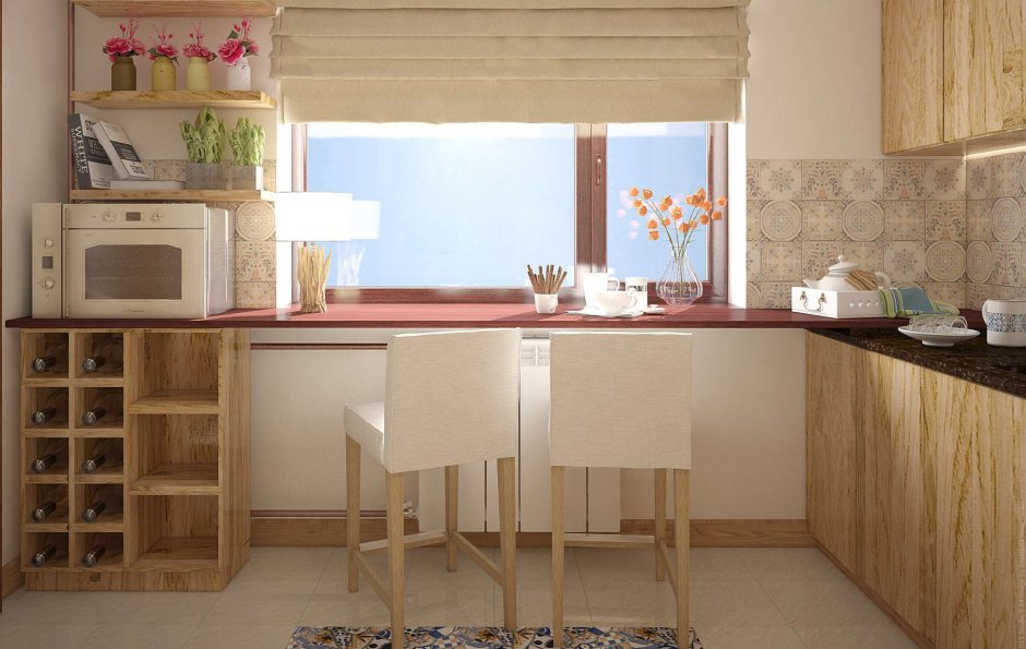 Кухня со столешницей у окна