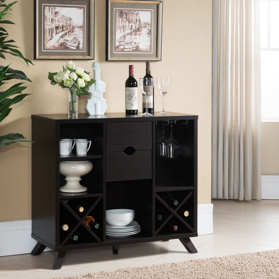 Современный буфет на кухню черный