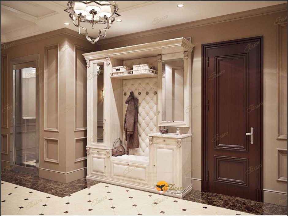 Угловая прихожая с каретной стяжкой