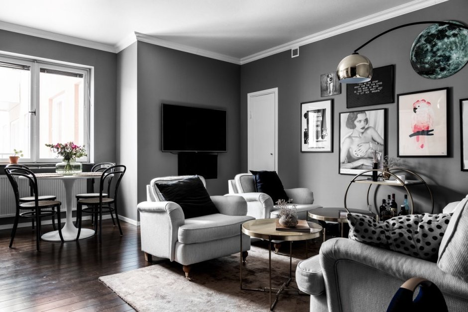 Темный пол в интерьере