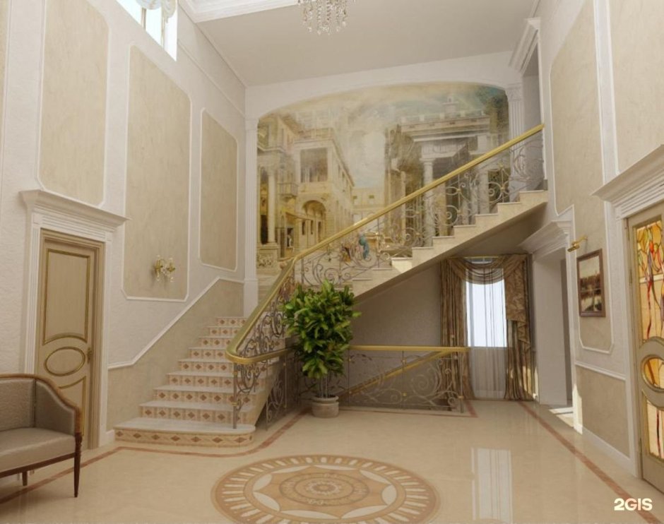 Фреска на лестничном пролете в частном доме