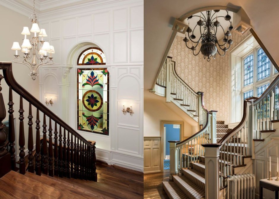 Люстра в лестничном пролете в стиле Прованс