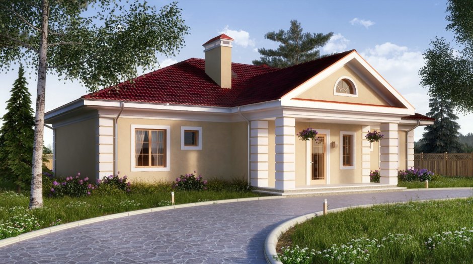 Сложная крыша одноэтажного дома