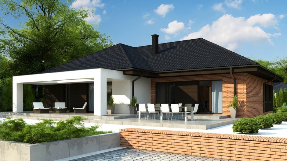 Z500 проекты одноэтажных домов с террасой