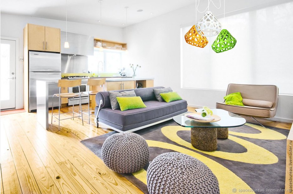 Гостиная с желтыми акцентами