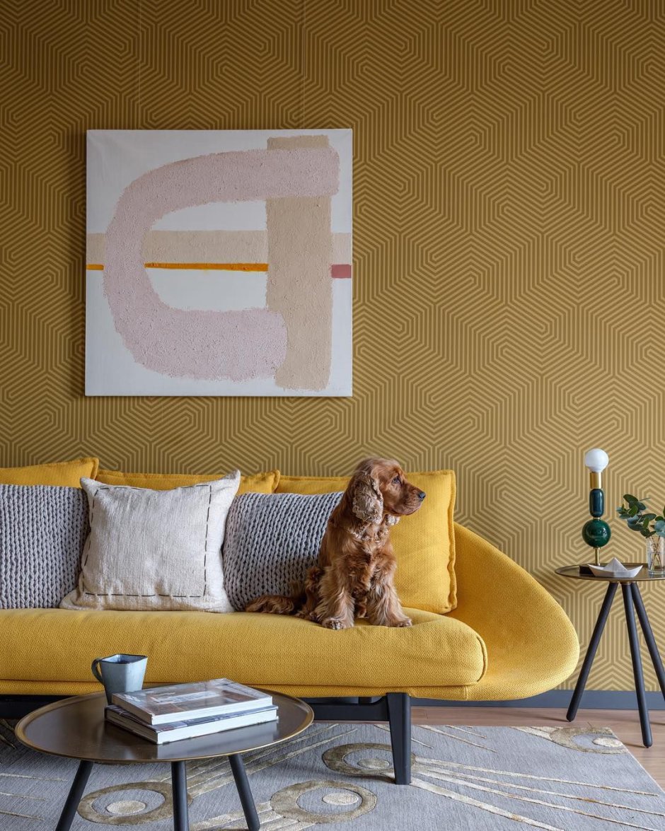 Горчичные стены в интерьере