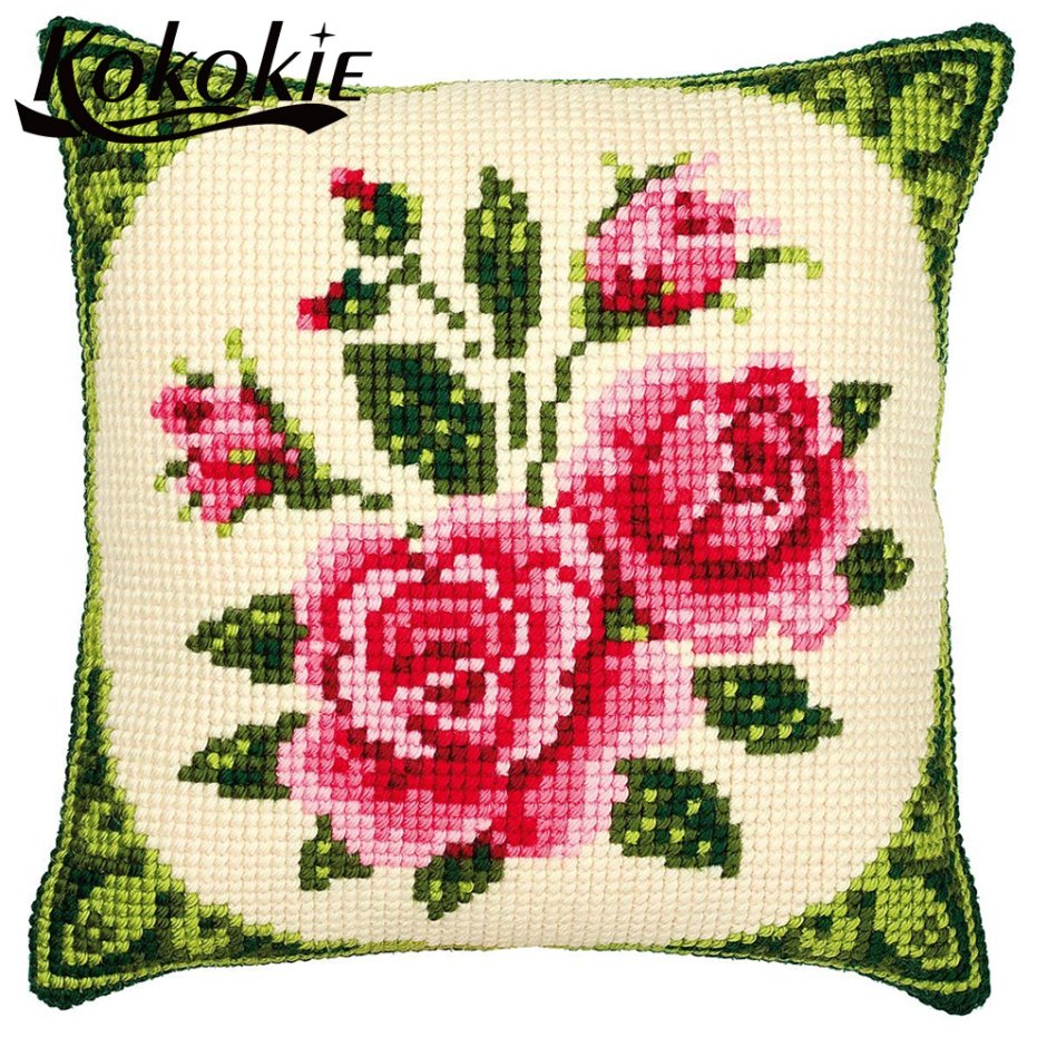Вышивка подушка розы набор Вервако