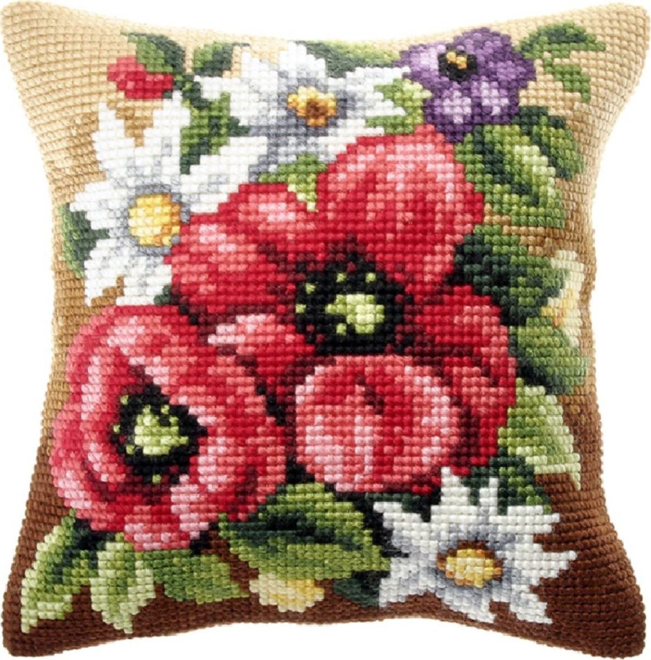 Vervaco набор для вышивания подушки маки 40 x 40 см