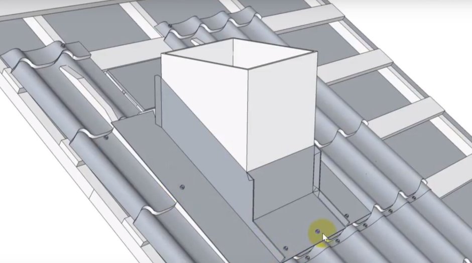 Узел прохода венткороба через кровлю