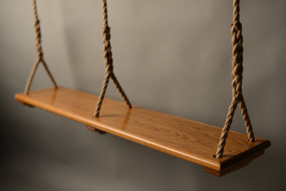 Полка деревянная с канатом