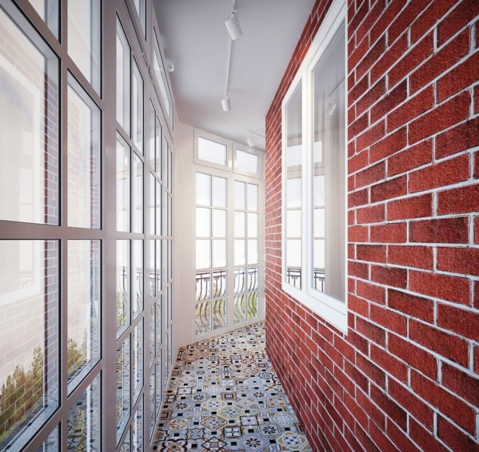 Отделка балкона кирпичиками