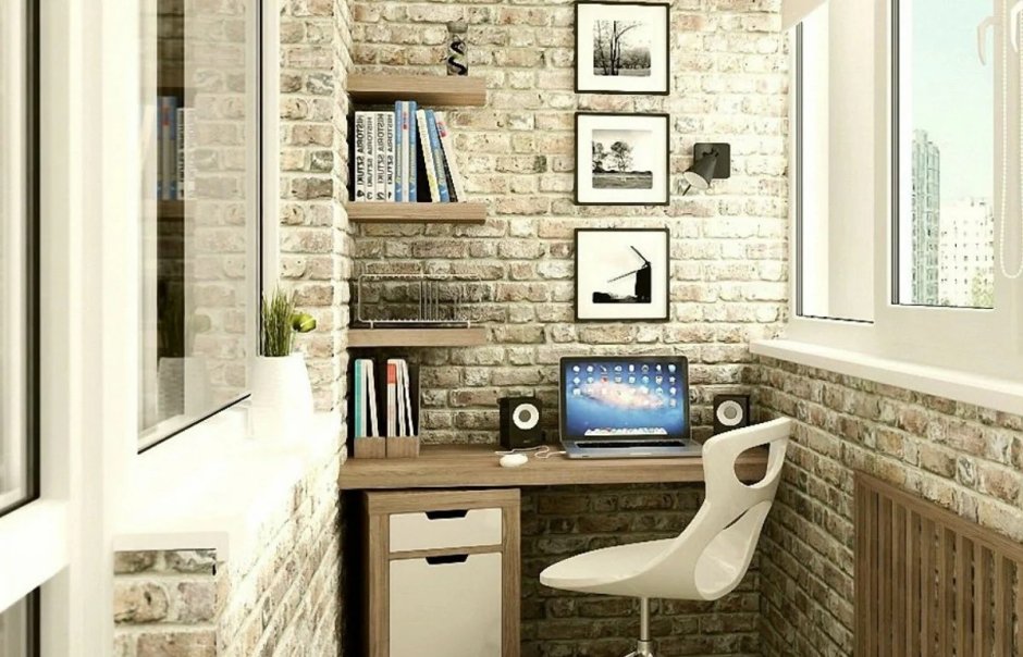 Кирпичный балкон в стиле лофт