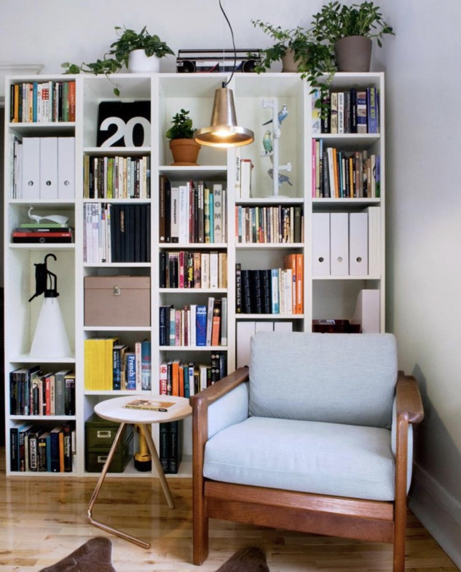 Гостиная с книжными полками