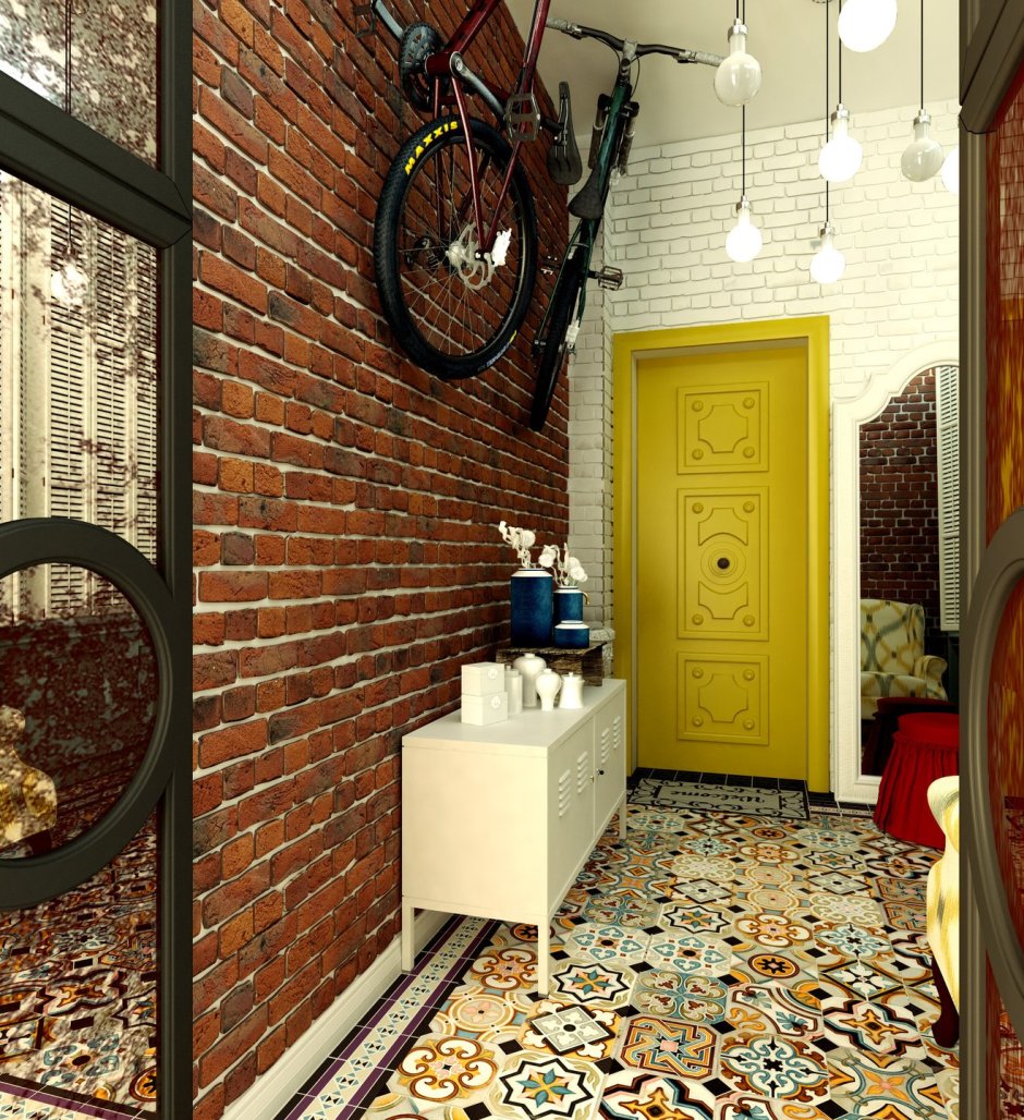 Декоративный кирпич в коридоре