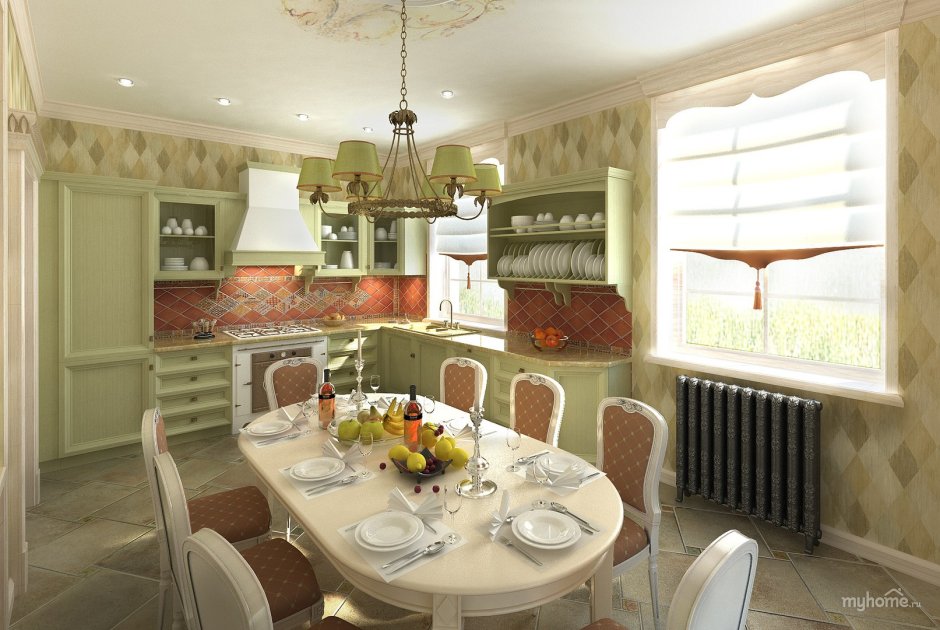 Столовая в стиле Прованс в загородном доме