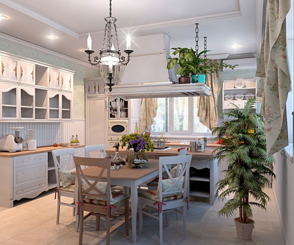 Кухня гостиная 30 м2 в стиле Прованс