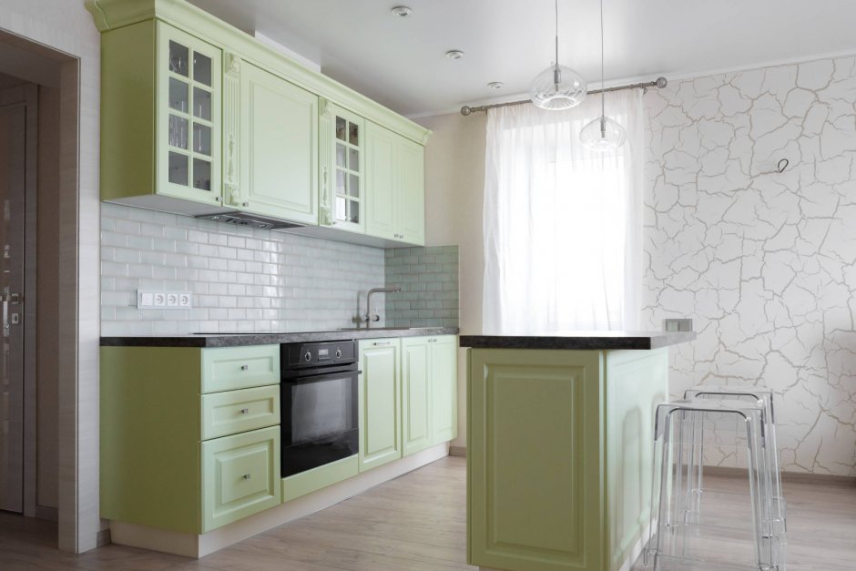 Серо фисташковая кухня