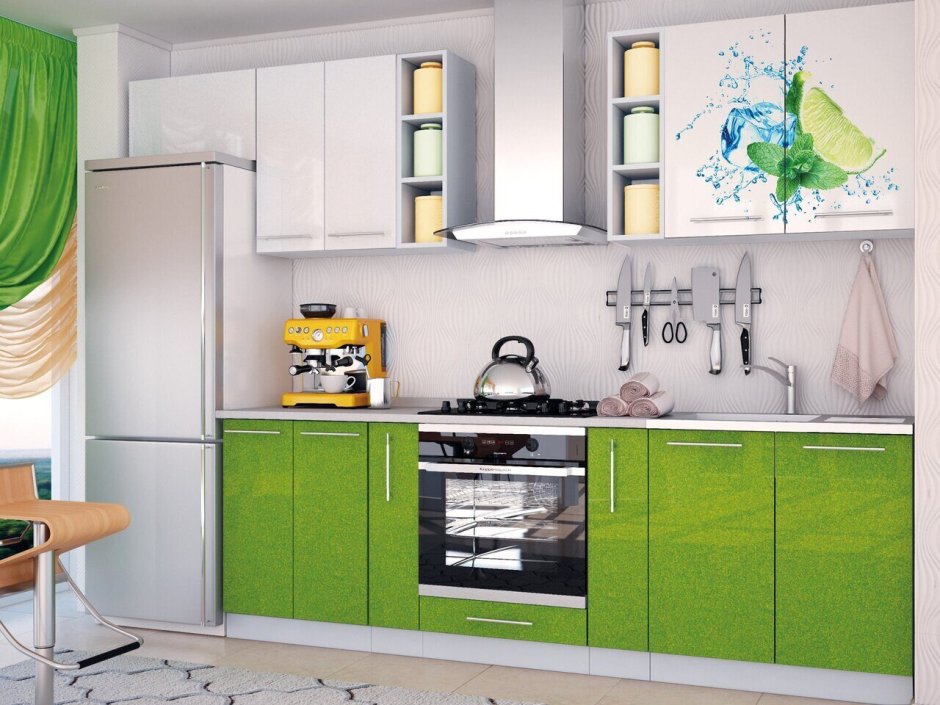 Кухня в серо оливковом цвете