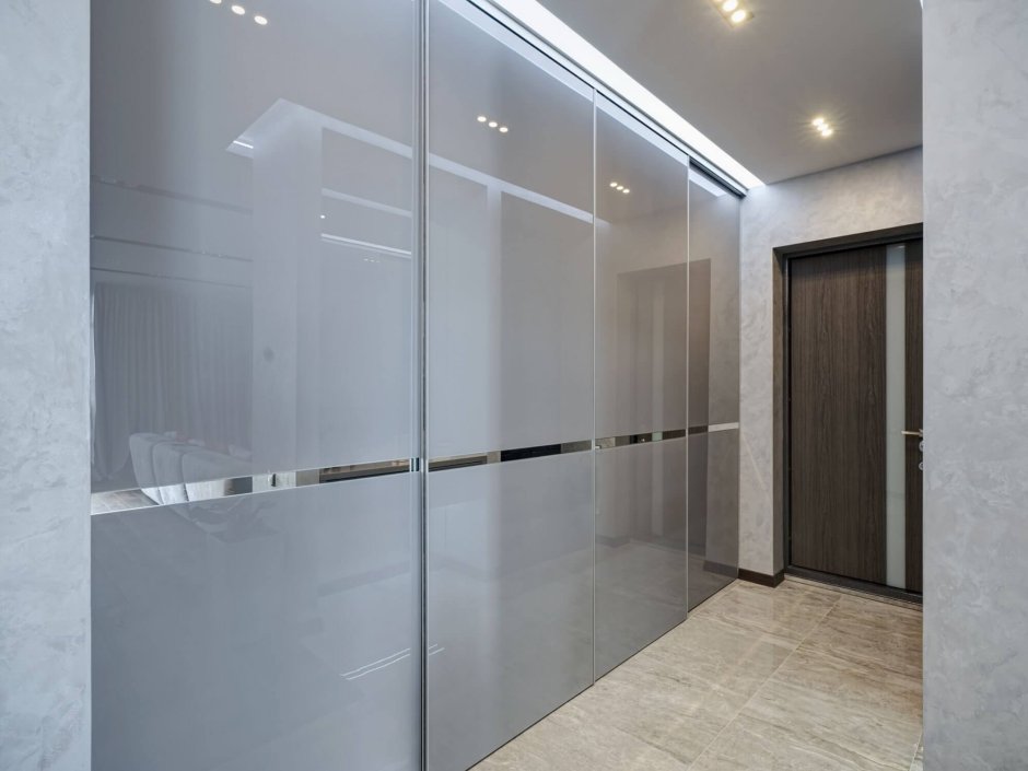 Шкаф купе серый глянец