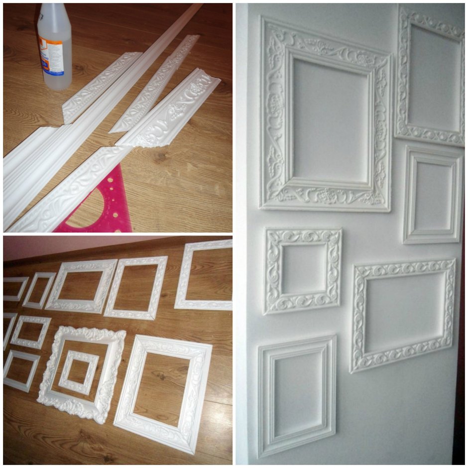 Рамки на стене в интерьере из багета