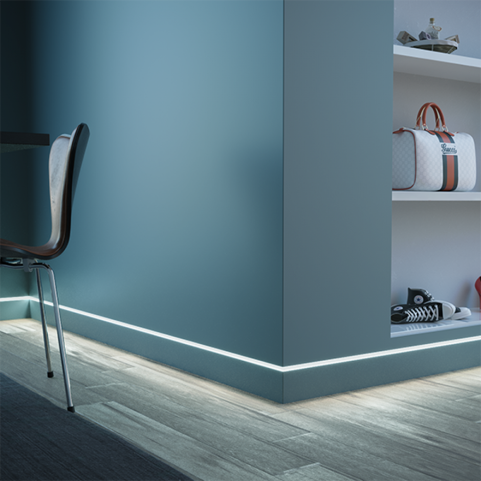 Плинтус экополимерный Cosca п008 70х2000мм белый ударопрочный плинтус