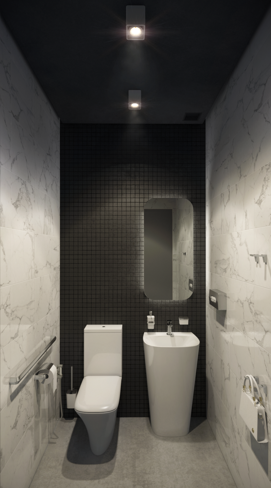 Потолок в узком туалете