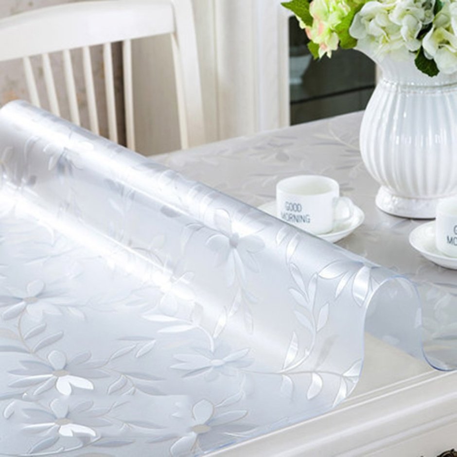 Скатерть прозрачная"жидкое стекло" (80*120см.) 10диз