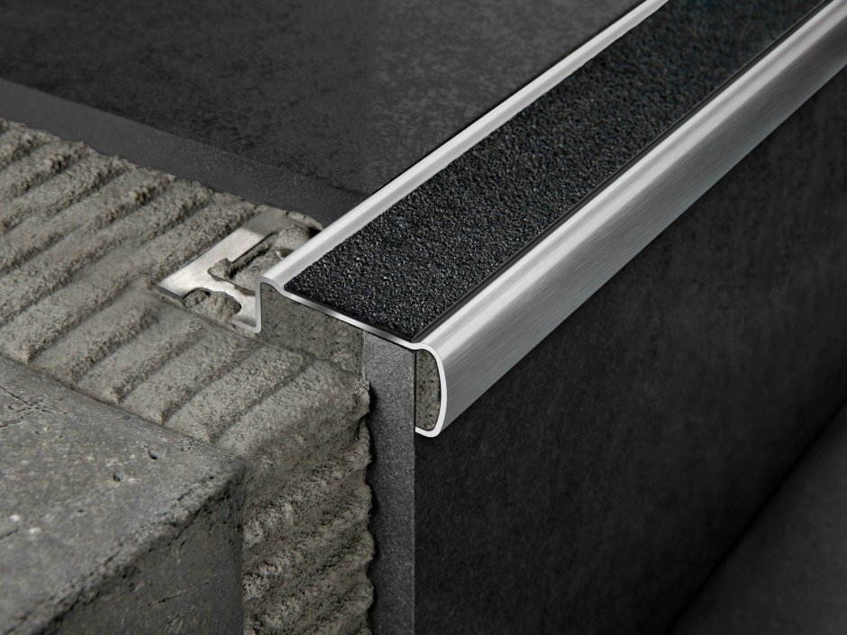 Грейс профиль алюминий для ступеней с накладкой 25х10