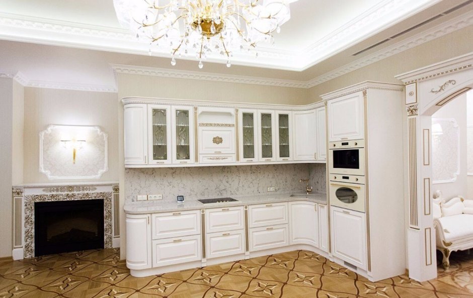 Угловая кухня в классическом стиле
