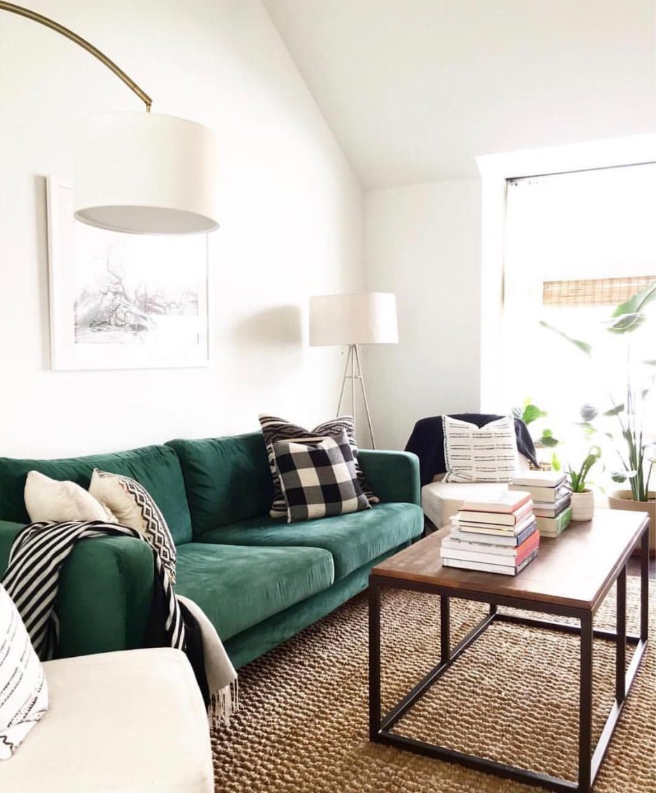 Зеленые стены в гостиной