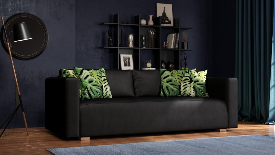 Зеленая гостиная в скандинавском стиле