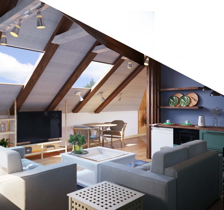 Мансарда односкатная интерьер