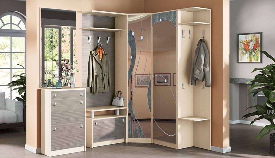 Угловая прихожая с обувницей