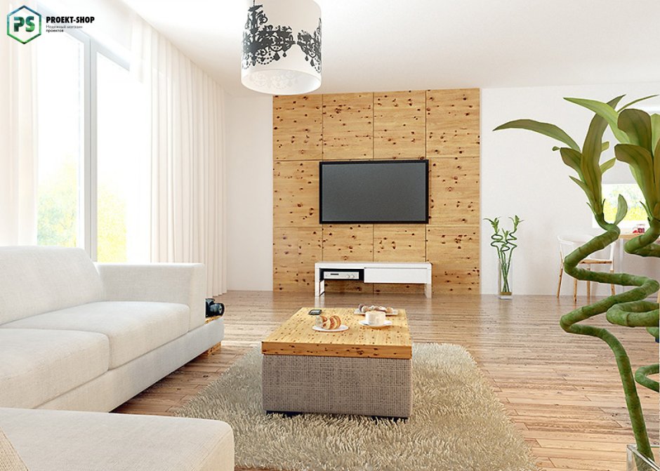 Деревянные панели в гостиной
