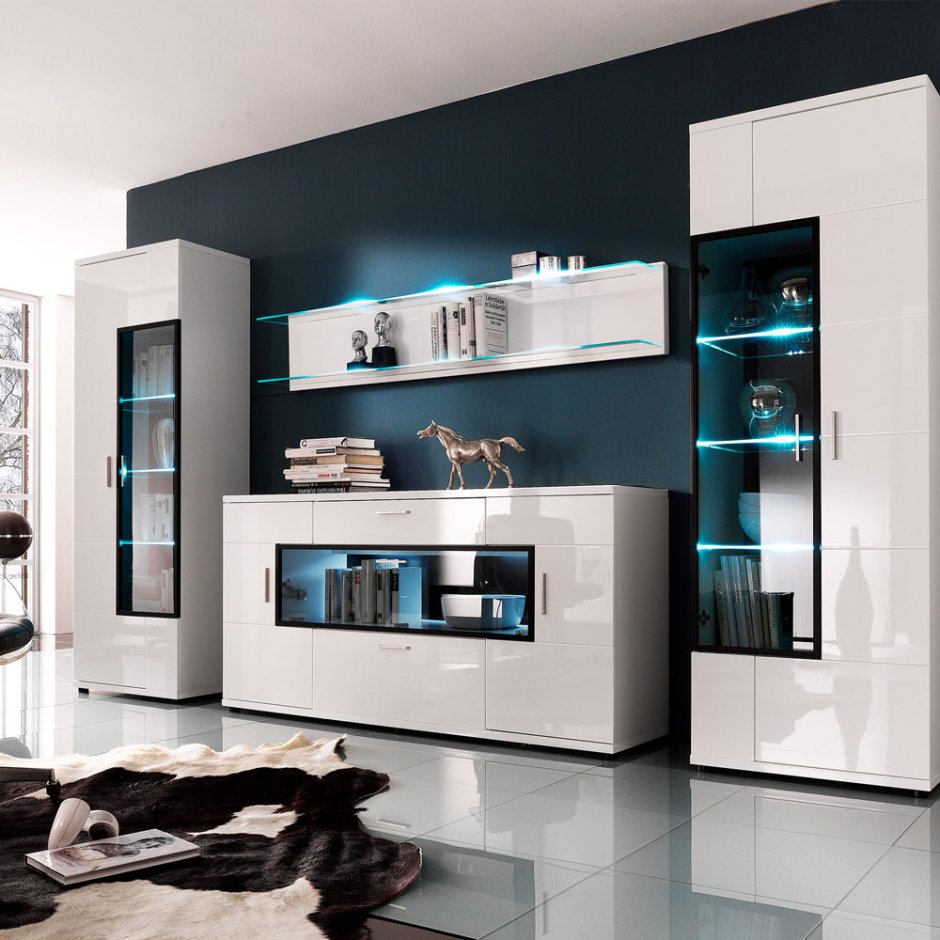 Икеа гостиная белый глянец