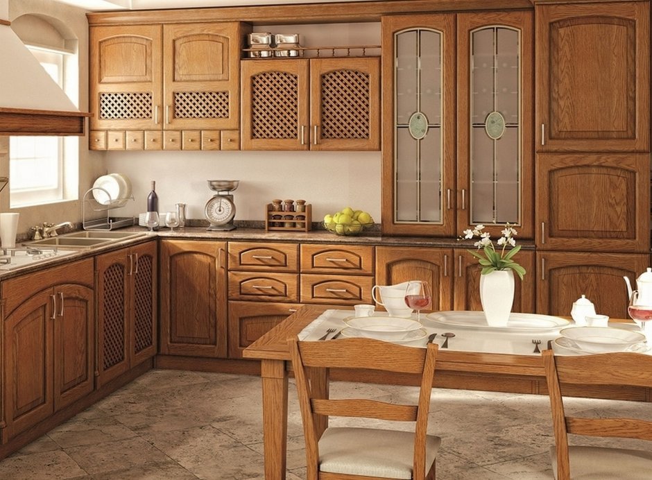 Дубовые фасады для кухни