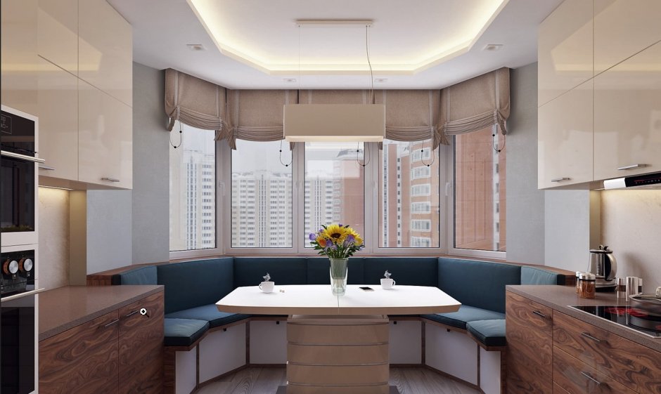 Кухня с окном в частном доме