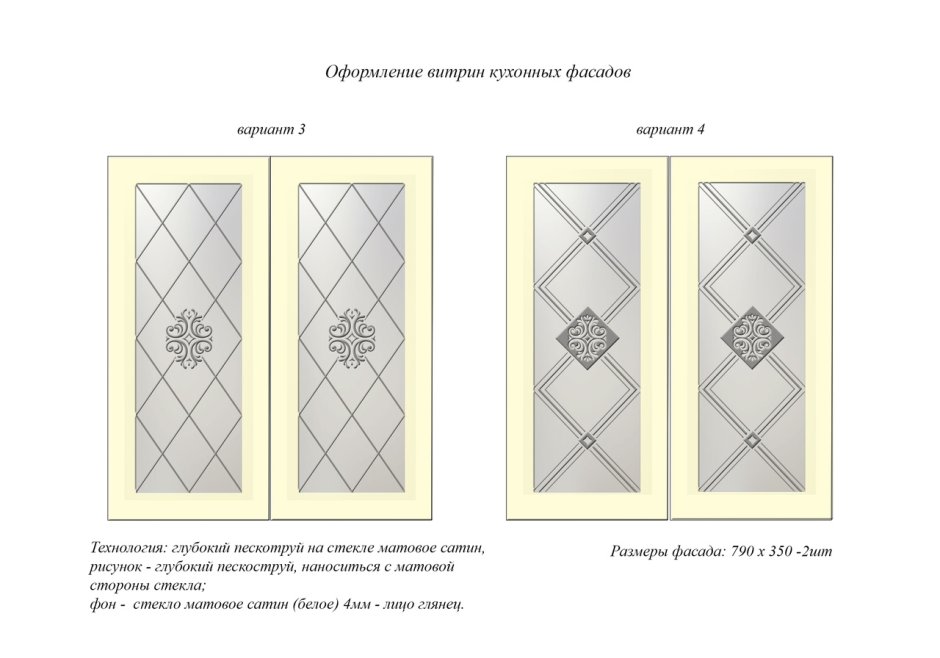 Рисунок ромбы на стеклах фасадов кухни