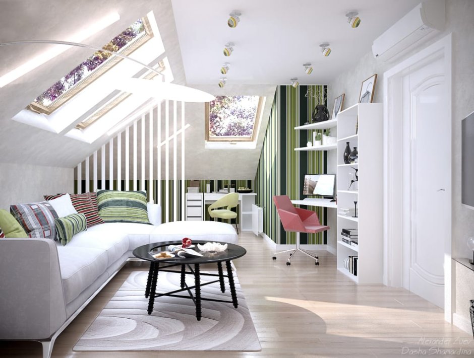 Мансардный этаж в скандинавском стиле