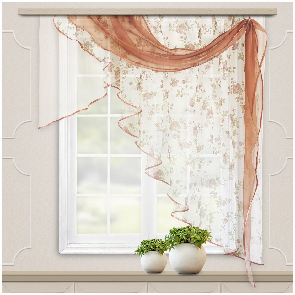 Штора для кухни WITERRA София с ламбрекеном, полиэстер