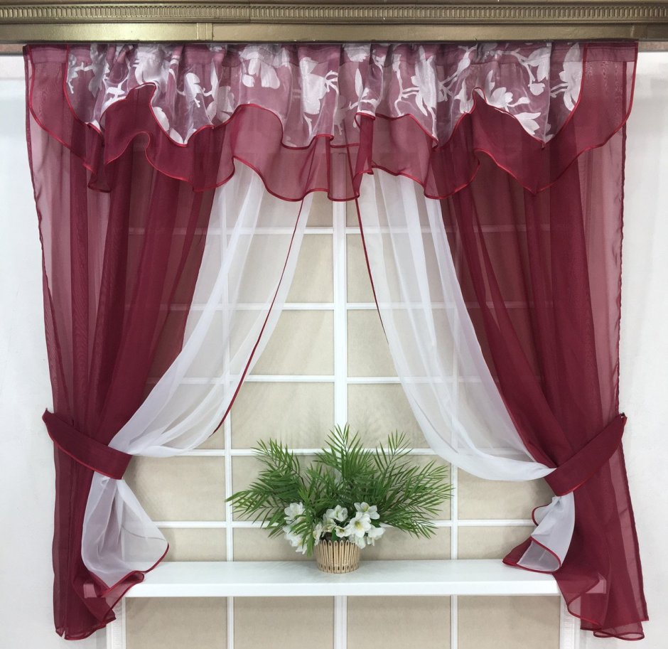 Шторы на кухню короткие белые