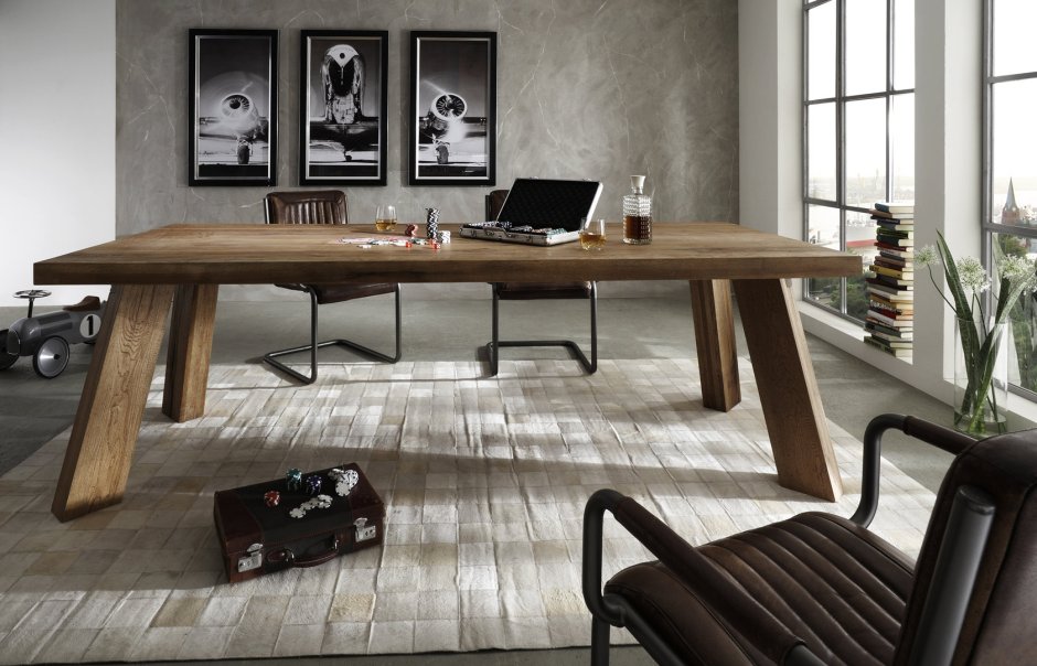 Стол лофт обеденный слэб