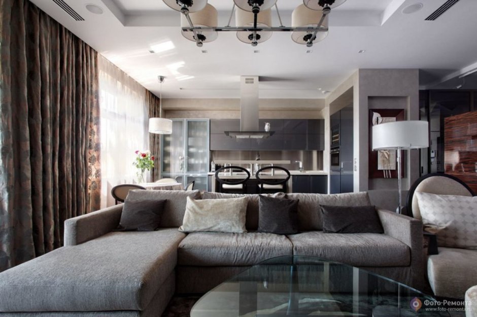Кухни гостиные в серых тонах