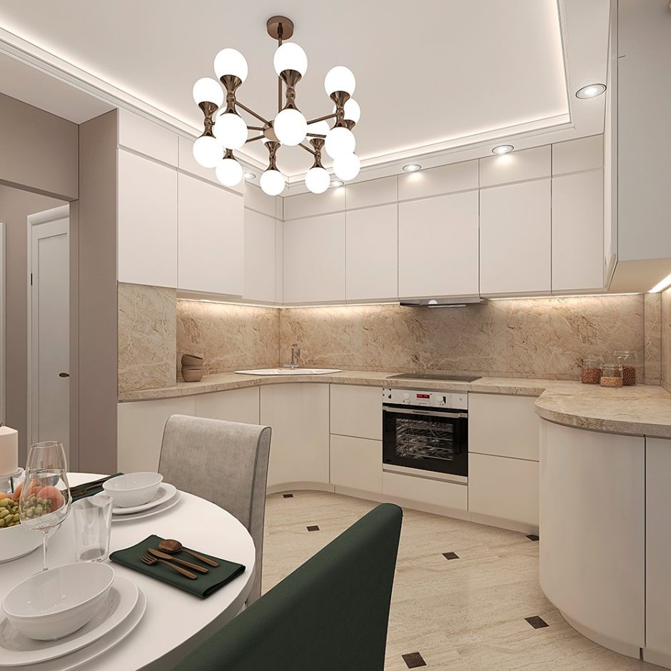 Современная кухня в светлых тонах