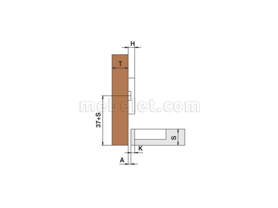 Петля вкладная 110* clip-on с доводчиком