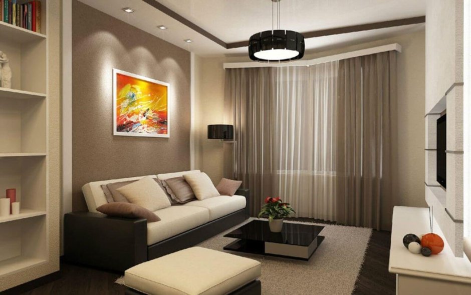 Бежево зеленая гостиная